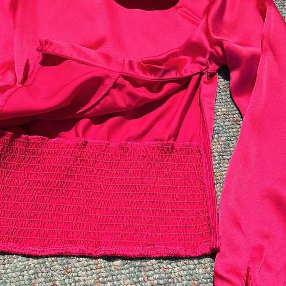 NWT Cynthia Rowley New York Long sleeve dark pink “satin like” small Blouse - Picture 5 of 13